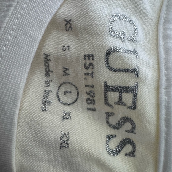 GUESS White Rhinestone Logo Tee - Picture 4 of 4